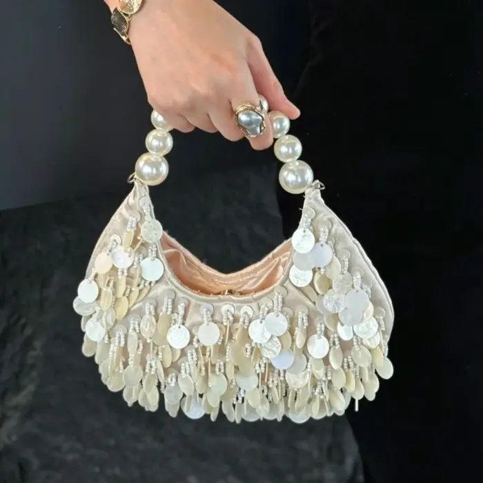 Sac à sequins coquillage fait main pour femme