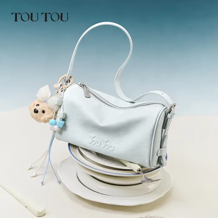 TOUTOU Nouveau sac cylindrique marron - Sac grande capacité, sac Boston style épaule/bandoulière, id