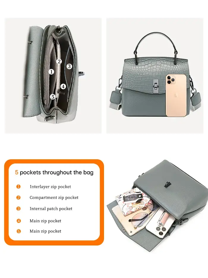 Sac à main Zency en cuir véritable pour femme