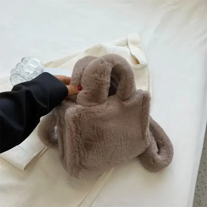 Sac à Main de Luxe en Fausse Fourrure pour Femme