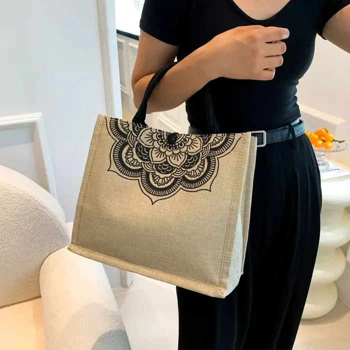 Sac à Main Vintage en Lin pour Femme