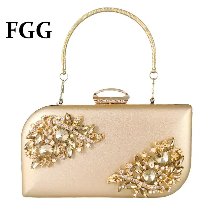 Pochette de soirée en cristal doré pour femme