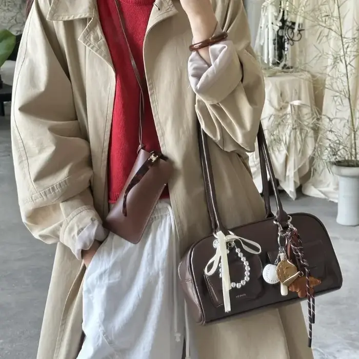 Sac à main de Bowling marron de grande capacité pour femmes