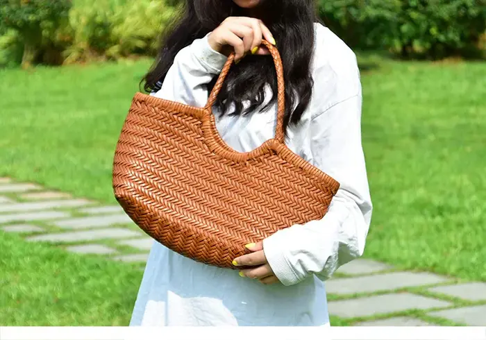 Sacs à main en cuir de mode pour femmes, tissage de cuir, sac de Shopping décontracté, panier Vintag