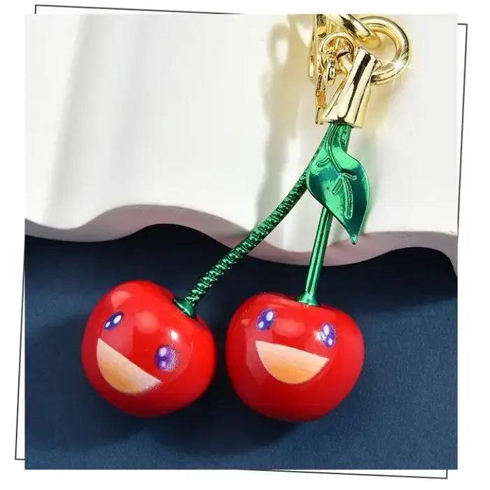 Mode souriant cerise porte-clés cerises sac pendentif