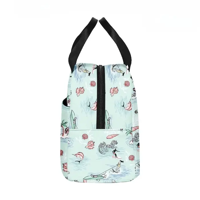 Palmiers plage surf sac à déjeuner isolé poche latérale étanche réutilisable bureau conception facile à nettoyer pour le travail école pique-niques