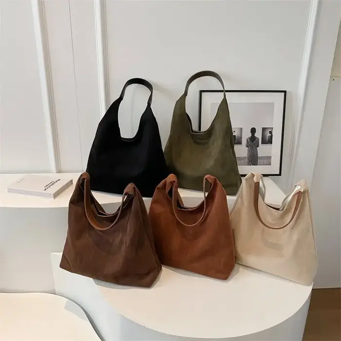 Sac à main rétro en faux daim givré pour femme