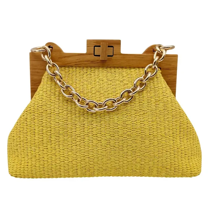 Sac à main tressé horizontal jaune citron nouvelle collection 2026