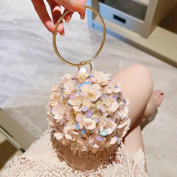 Mini sac de soirée à fleurs à paillettes
