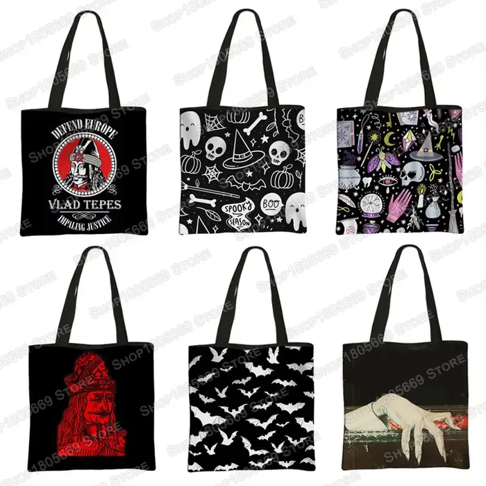 Vampire VLAD TEPES sacs à bandoulière femmes sac à main gothique chauve-souris fantôme fourre-tout décontractés sac réutilisable dames sac à provisions