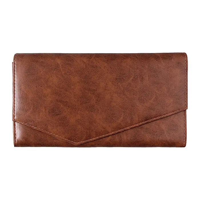 Pochette à pinceaux de maquillage en PU marron avec boucle magnétique
