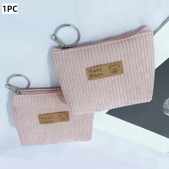 Mini porte-monnaie en velours côtelé, sac à monnaie décontracté d'inspiration vintage, sac en tissu