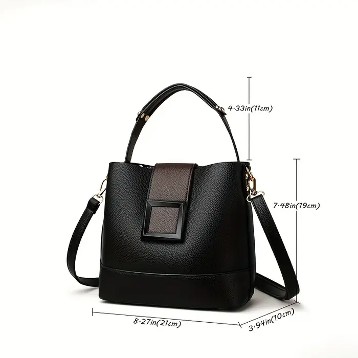 Elegant Solid Color Bucket Bag with Adjustable Shoulder Strap Versatile Crossbody Handbag for Women