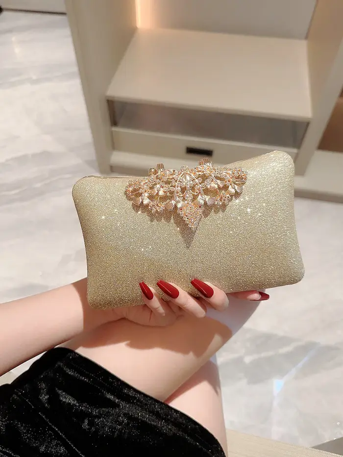 Pochette chaîne en métal doré diamants paillettes sacs de soirée brillant décontracté paillettes dam