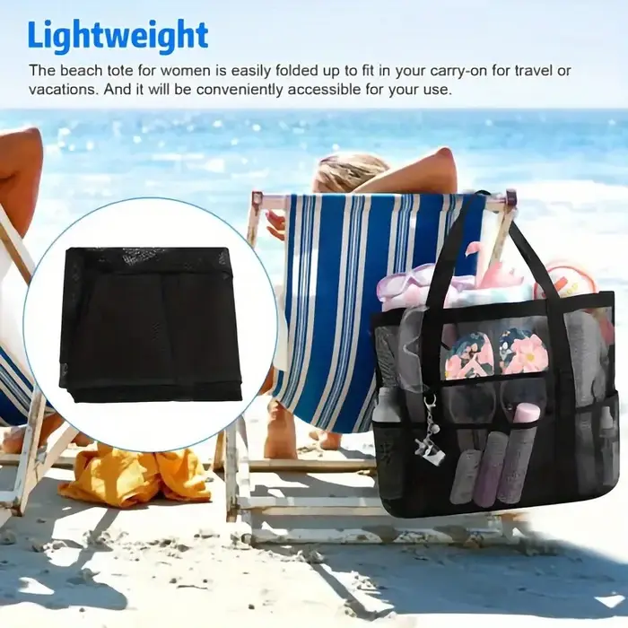 Sac de plage pliable en maille