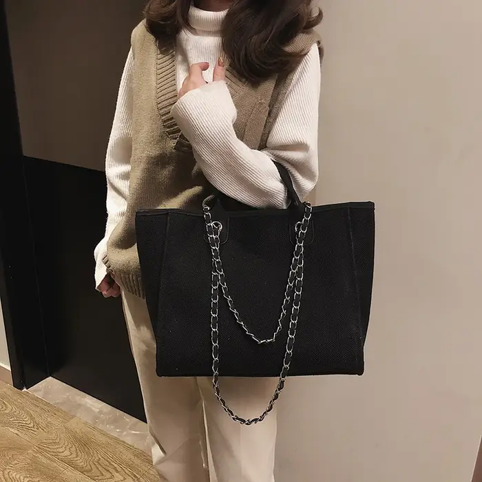 Sac à main en toile de grande capacité pour femmes