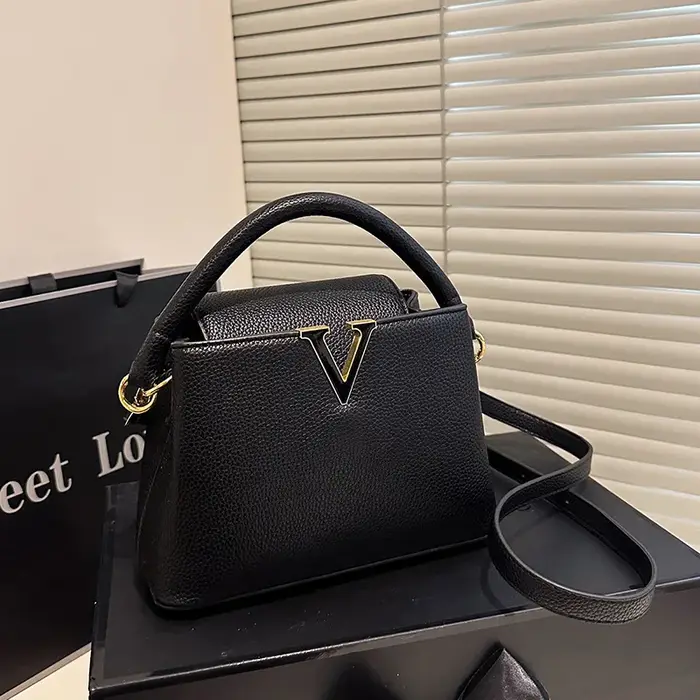 Nouveau Sac Seau Femme 2025 – Sac Bandoulière de Luxe à Motif Litchi – Petit Sac à Main