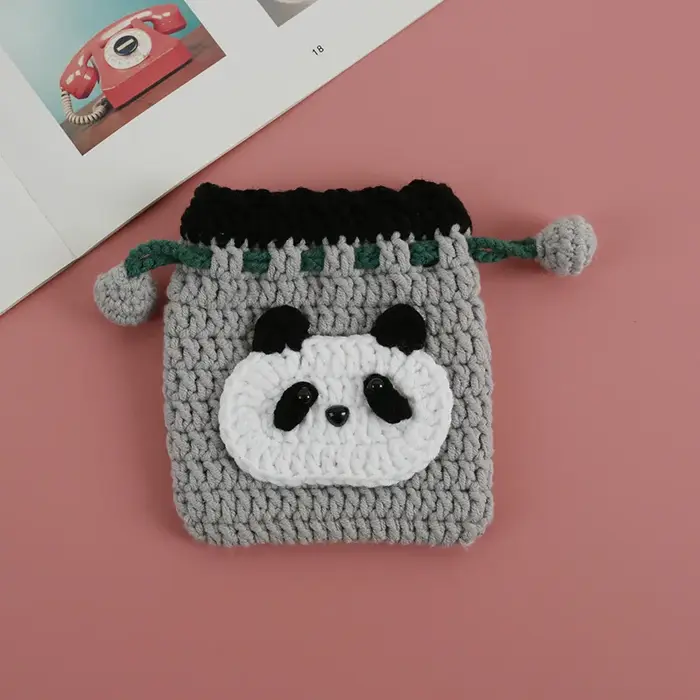 2025 nouveau dessin animé à la mode tissé à la main sac à cordon tisserand fille crochet cordon sac 