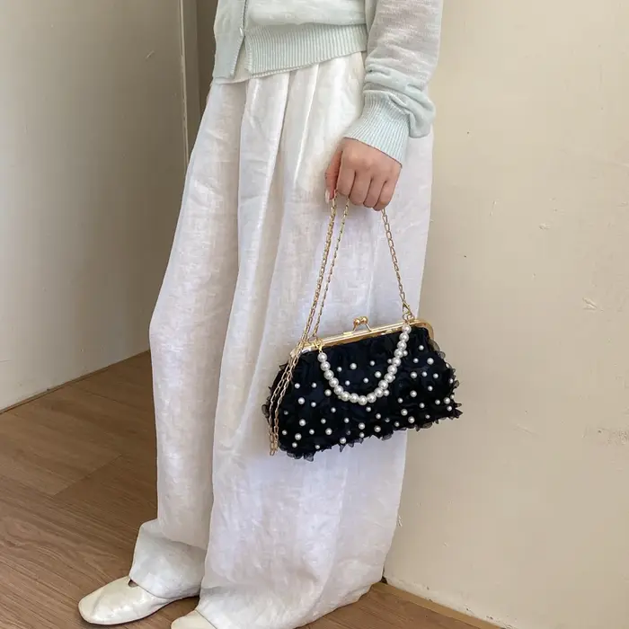 Sac de soirée en dentelle pour femme, pochette florale à fermoir Kiss Lock avec chaîne, sac de demoiselle d'honneur pour mariage, bal de promo, fête du thé