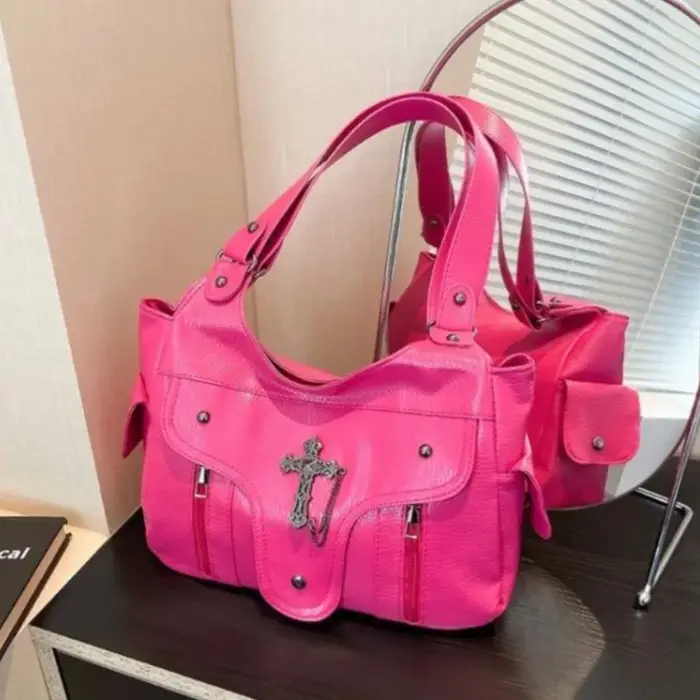 Sac fourre-tout rétro croisé pour femmes