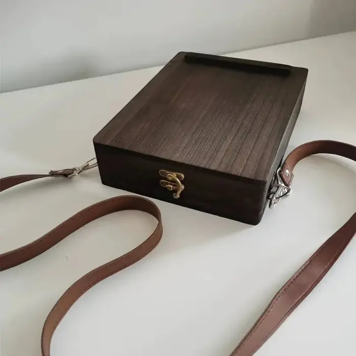 Sac messager rétro en bois - Sac à bandoulière pour écrivain et artiste
