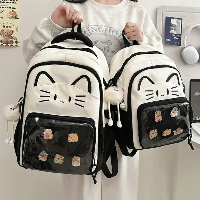 Y2K mignon chat Ita sacs à dos grande capacité sac à dos décontracté fille Transparent bricolage affichage sac à dos dessin animé à la mode voyage cartables