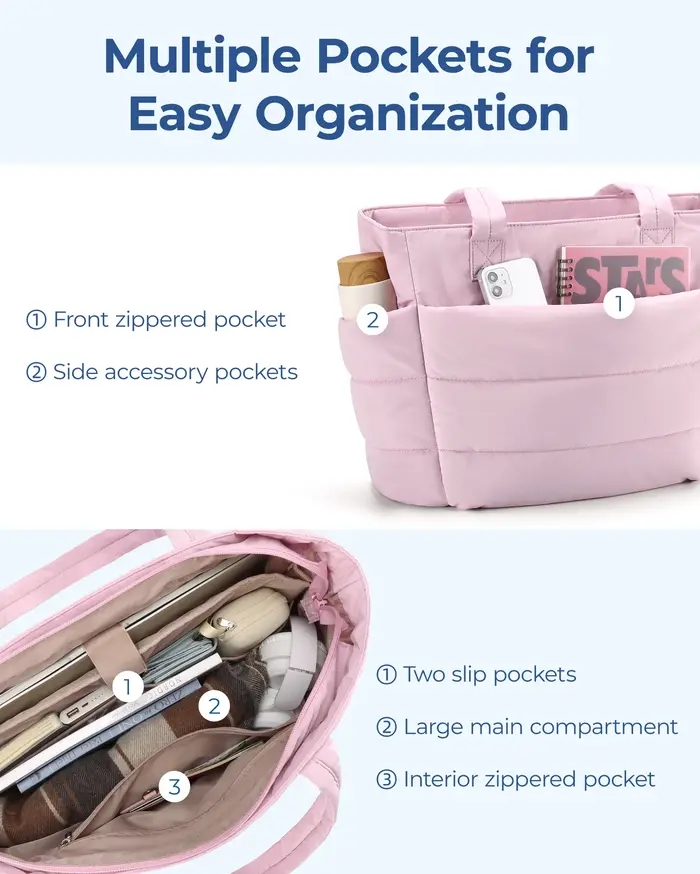 BAGSMART sac femme couleur unie sac fourre-tout trajet collège rembourré sac à bandoulière loisirs Simple