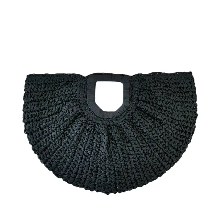 Sac à main de plage demi-lune en paille d'été pour femmes