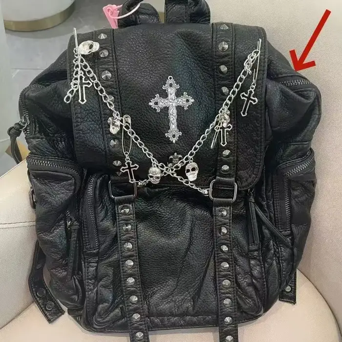 Grunge Rivet noir Y2k sac à dos femmes gothique sous-culture Punk croix