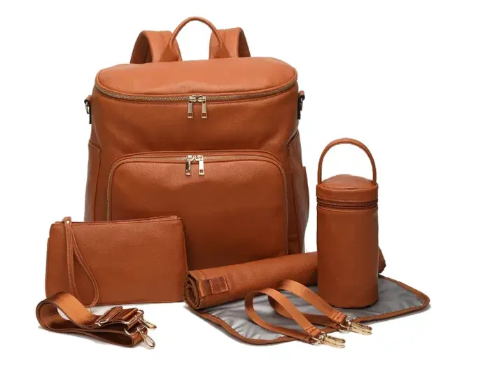 Nouveau Sac à Dos de Maternité Tendance en Cuir PU avec Matelas à Langer