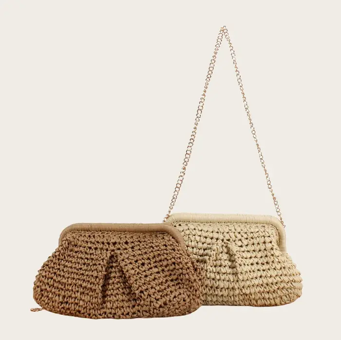 2025 nouvelles femmes paille tissé sac chaîne sangle