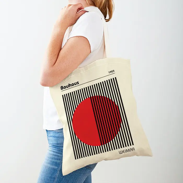 Bauhaus minimaliste femmes sacs à provisions Double impression décontracté toile sac à bandoulière p