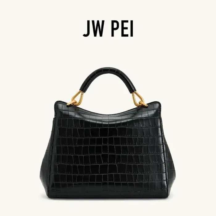 Sac à main JW PEI Lucia en cuir végétalien motif crocodile de luxe avec fermoir rotatif pour femme