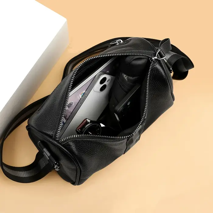 Couleur unie peau de vache fourre-tout de luxe en cuir véritable souple Sac à main mode femmes Sac à bandoulière