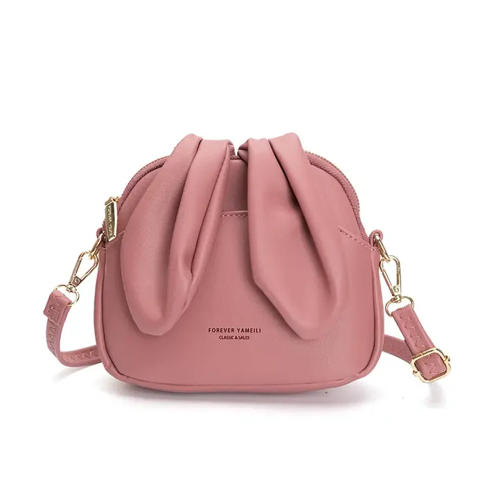 Sac bandoulière petit format en similicuir avec oreilles de lapin pour femme 2026 – Rose