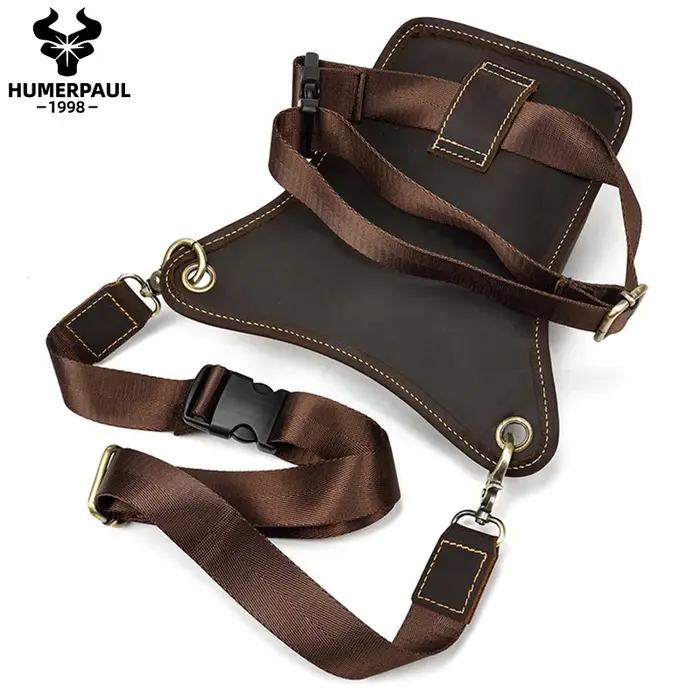 HUMERPAUL Sac de jambe de cuisse en cuir véritable poches multifonctions sac à bandoulière sac de ha