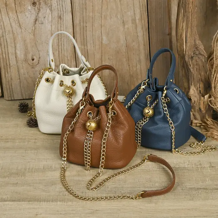 Sac LD-Soft en cuir polyvalent pour toutes saisons, doux et féminin. Sac à main en peau de vache à couche supérieure, sac seau à bandoulière unique