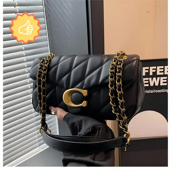 Nouveau sac rétro à bandoulière - Sac à chaîne polyvalent à motif losanges simple pour femme