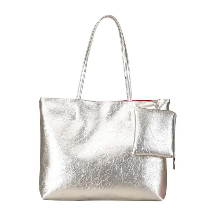 Sac fourre-tout pour femme en toile à motif argenté, style rétro, sac à bandoulière grande capacité,
