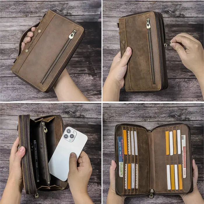 Contact – pochette en cuir véritable pour homme