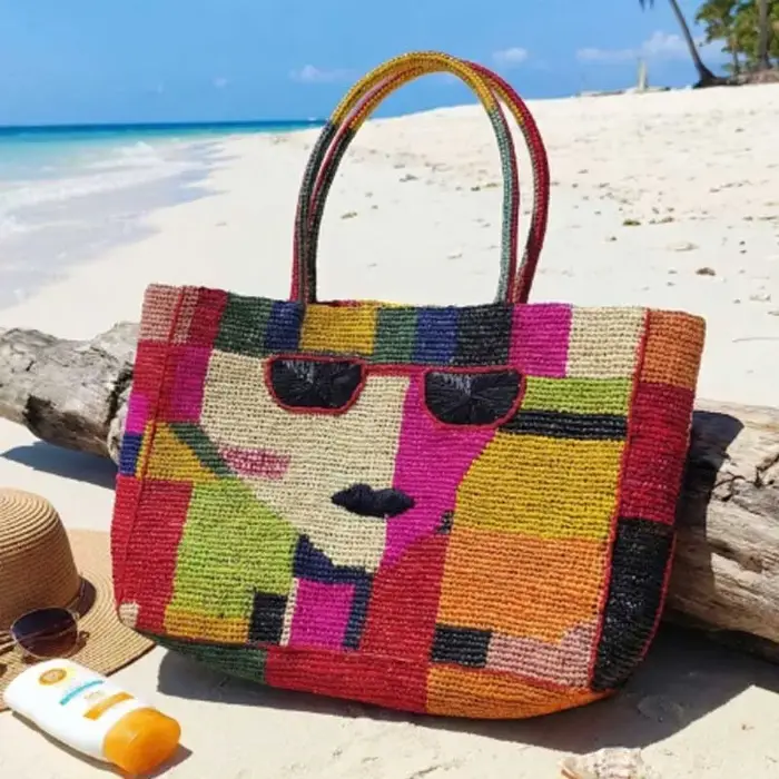 Nouveau sac à main en herbe de lafite tressé à la main grande capacité