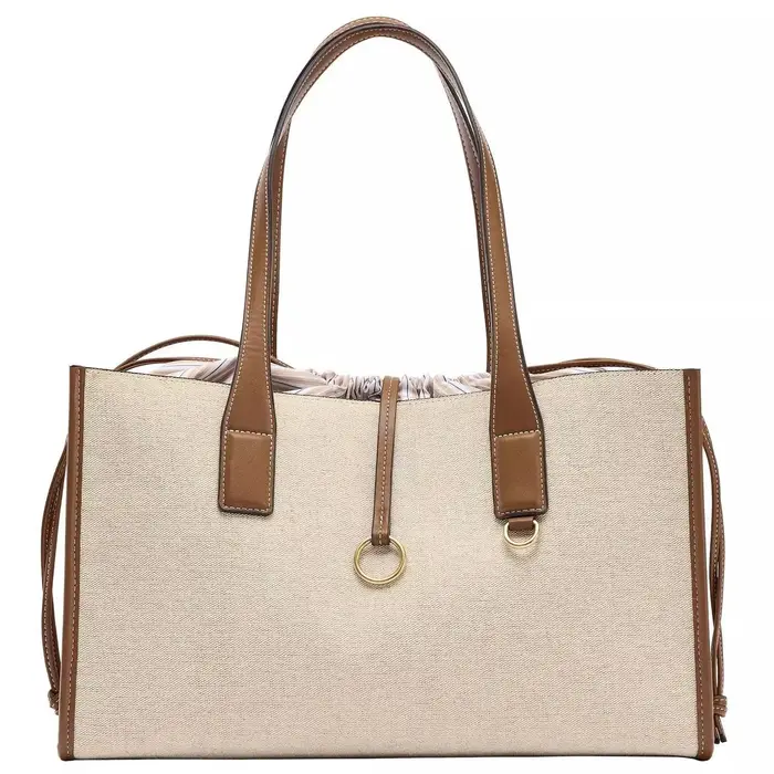 Sac fourre-tout JIAERDI beige à blocs de couleur pour femme
