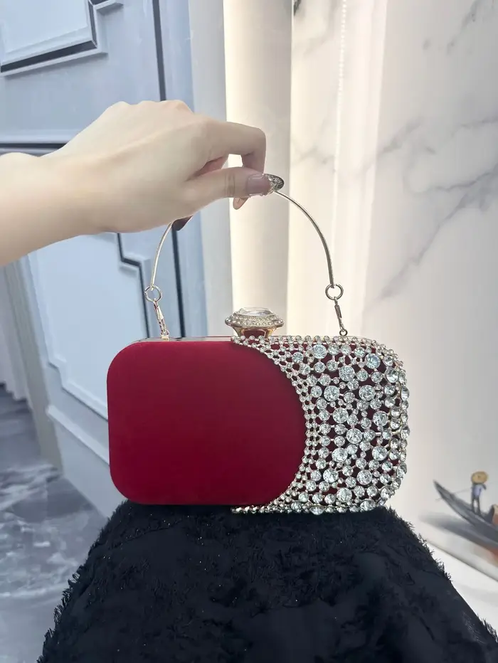 Pochette de soirée rétro diamant intégré pour femmes