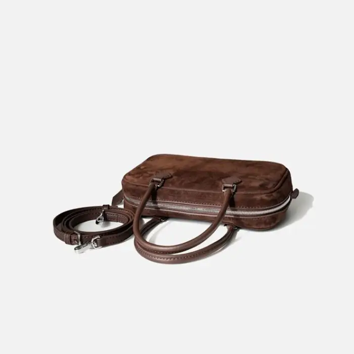 Sac à main de luxe en cuir suédé naturel pour femme, avec longue bandoulière, sac à rabat, sac porté