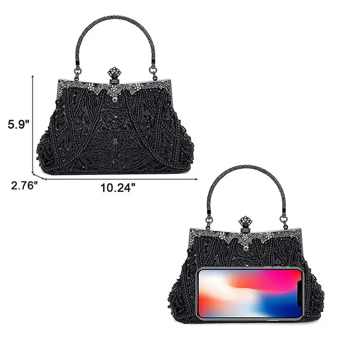 Sac à main de soirée bleu foncé vintage pour femmes