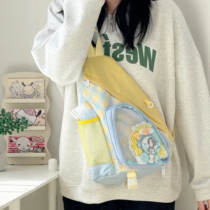 Sac de poitrine de grande valeur pour fille, Version japonaise et coréenne, mignon et doux, transfrontalier en diagonale, sac Transparent Ulzzang Ita Y2K