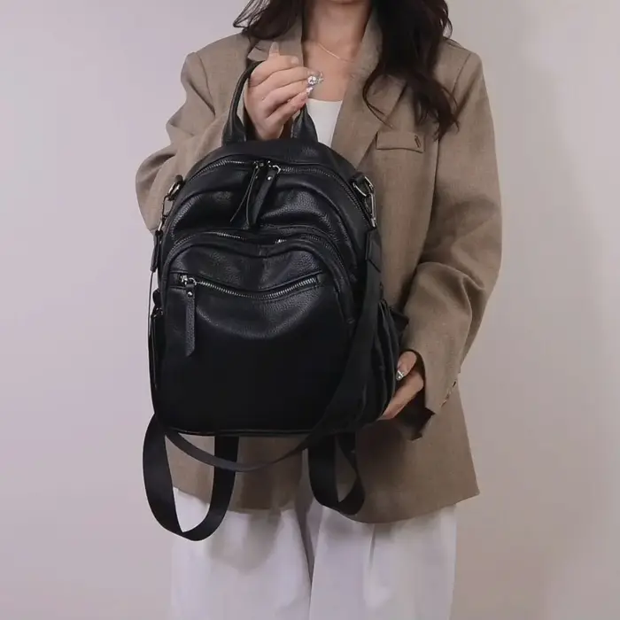 Sac à dos pour femme en cuir véritable