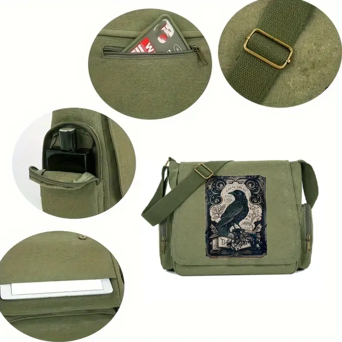 Sac à bandoulière Vintage imprimé corbeau pour femmes