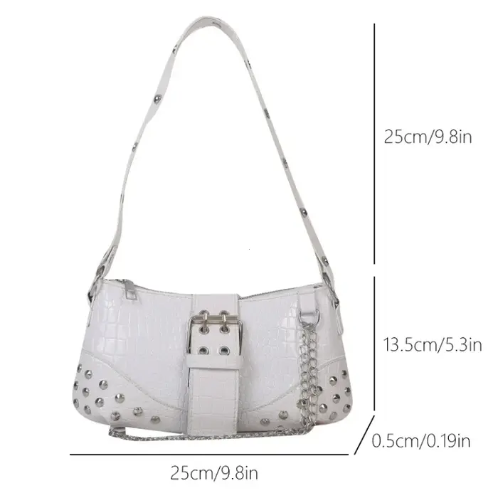 Sac à bandoulière gothique pour femmes, sac à main Style Cool, tendance Rock pour filles, chaîne à rivets Y2K pour voyage, vacances, quotidien