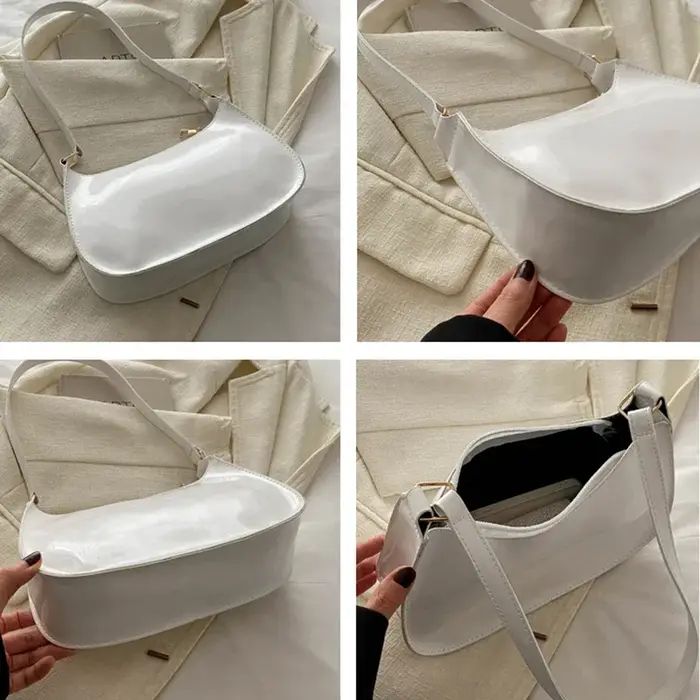 Sac à main en cuir verni vintage pour femme